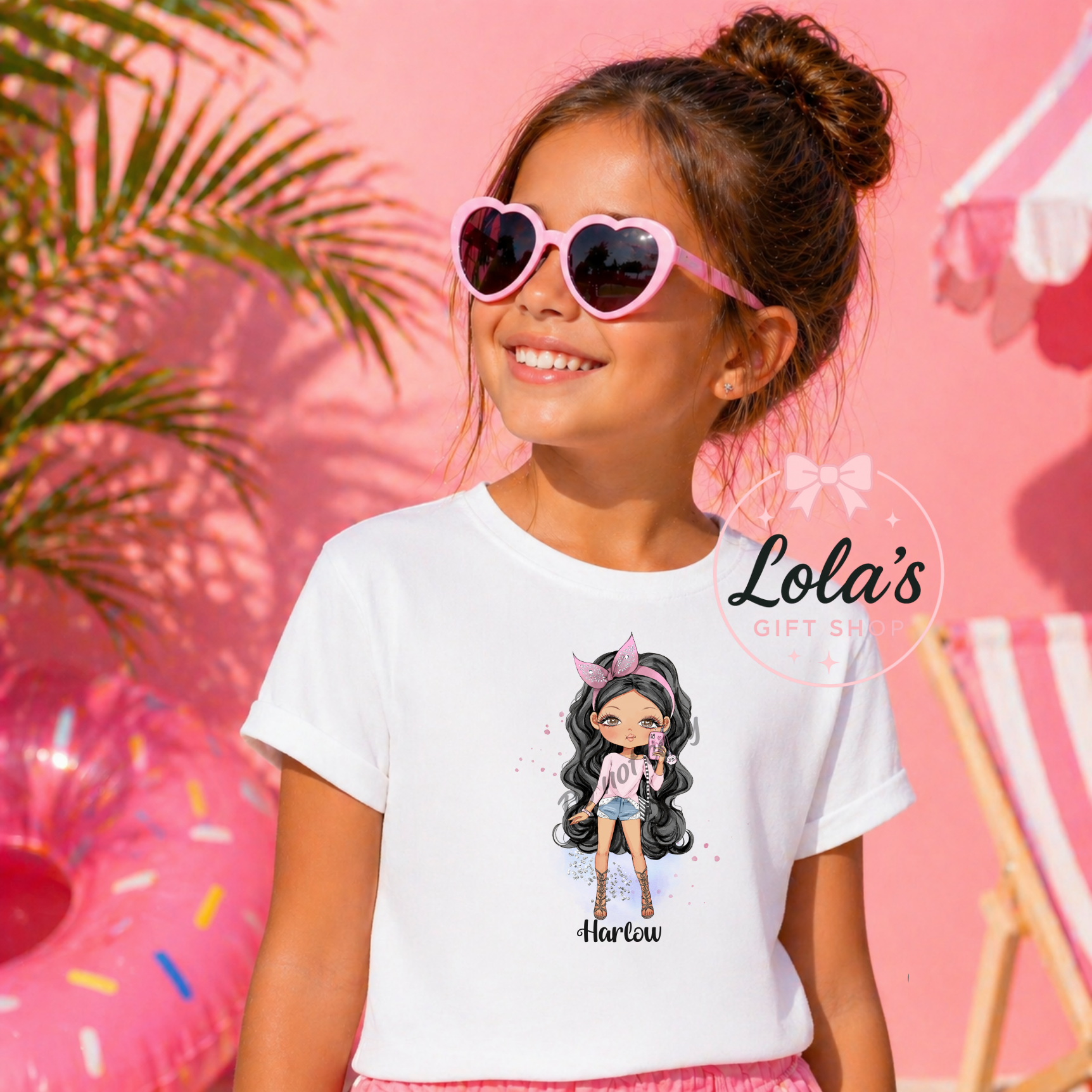 Pink take a selfie girl personalised tshirt