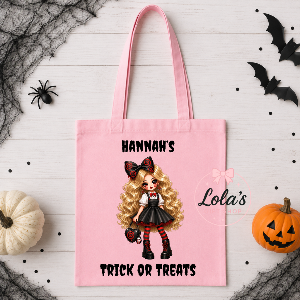 Personalised jigsaw girls pink tote bag