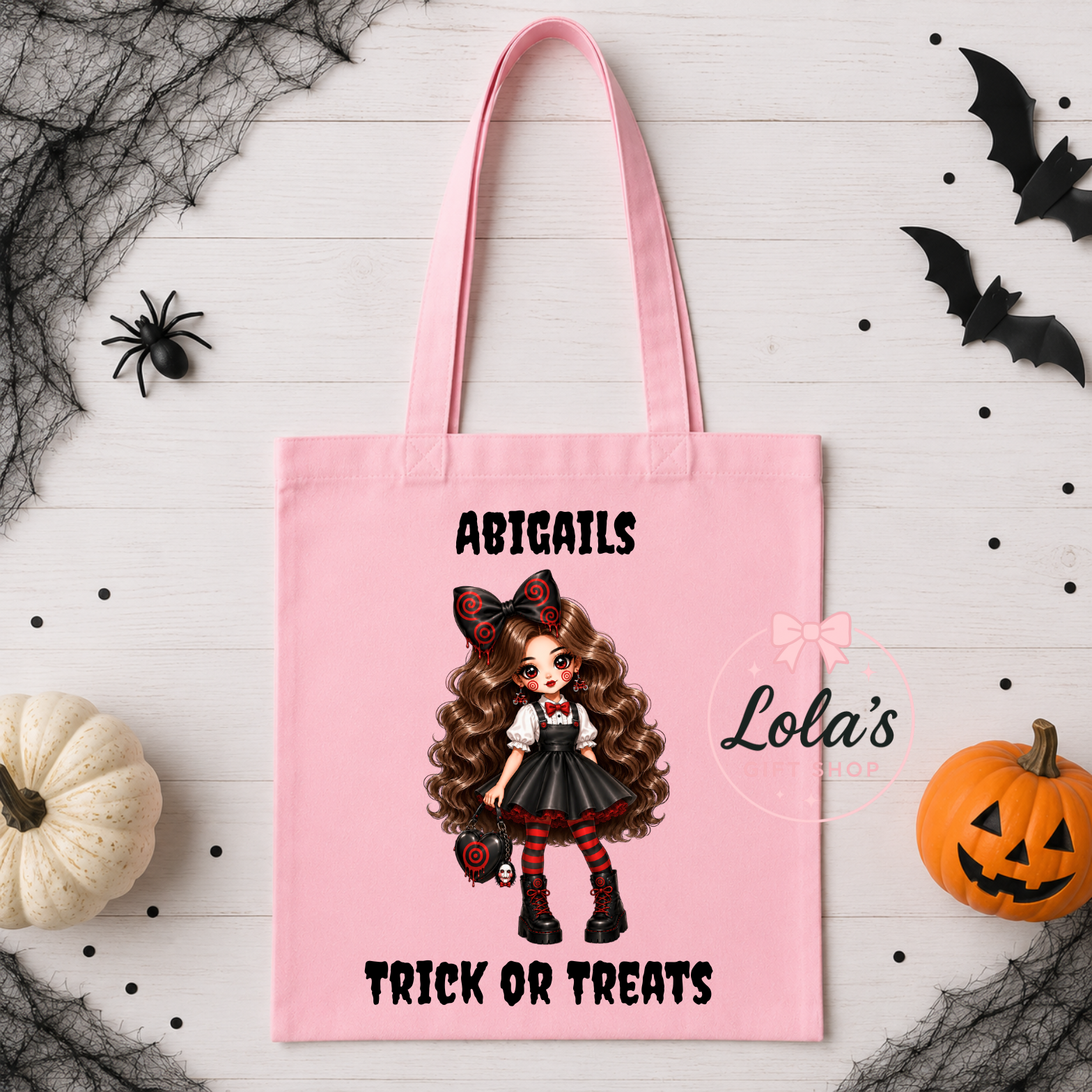 Personalised jigsaw girls pink tote bag