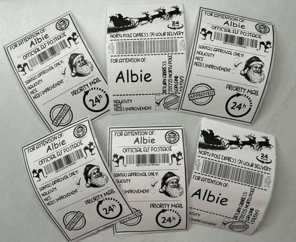 20 personalised Santa labels