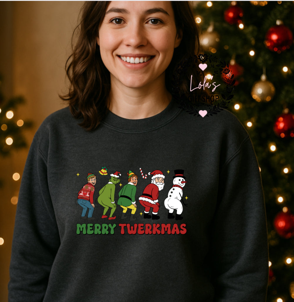 Adults Merry twerkmas sweatshirt charcoal grey