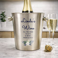 Personalised Blue Floral Stainless Steel Ice Bucket