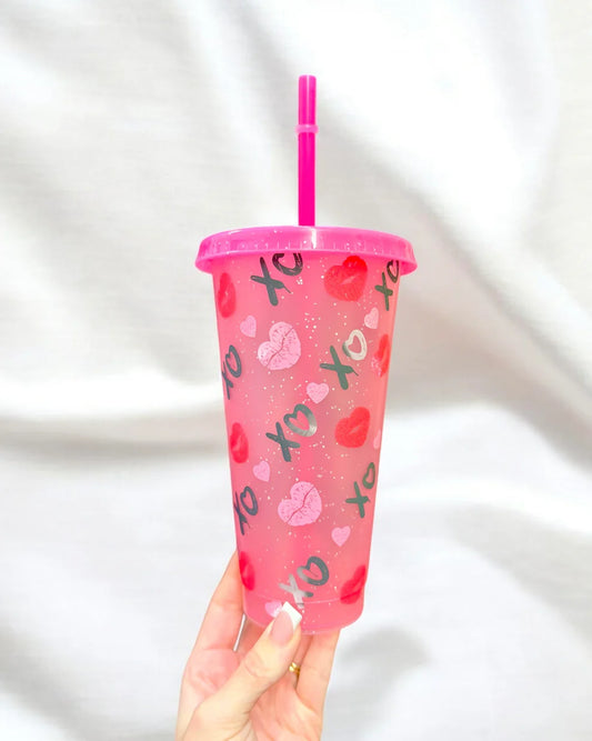 24oz xox glitter cold cup