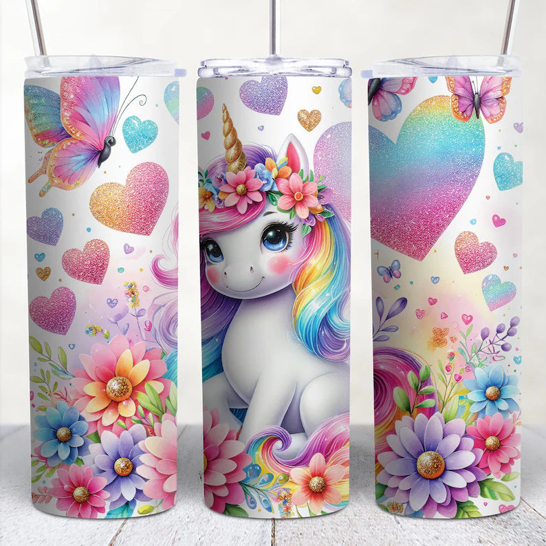 Hearts and unicorn 20oz tumbler
