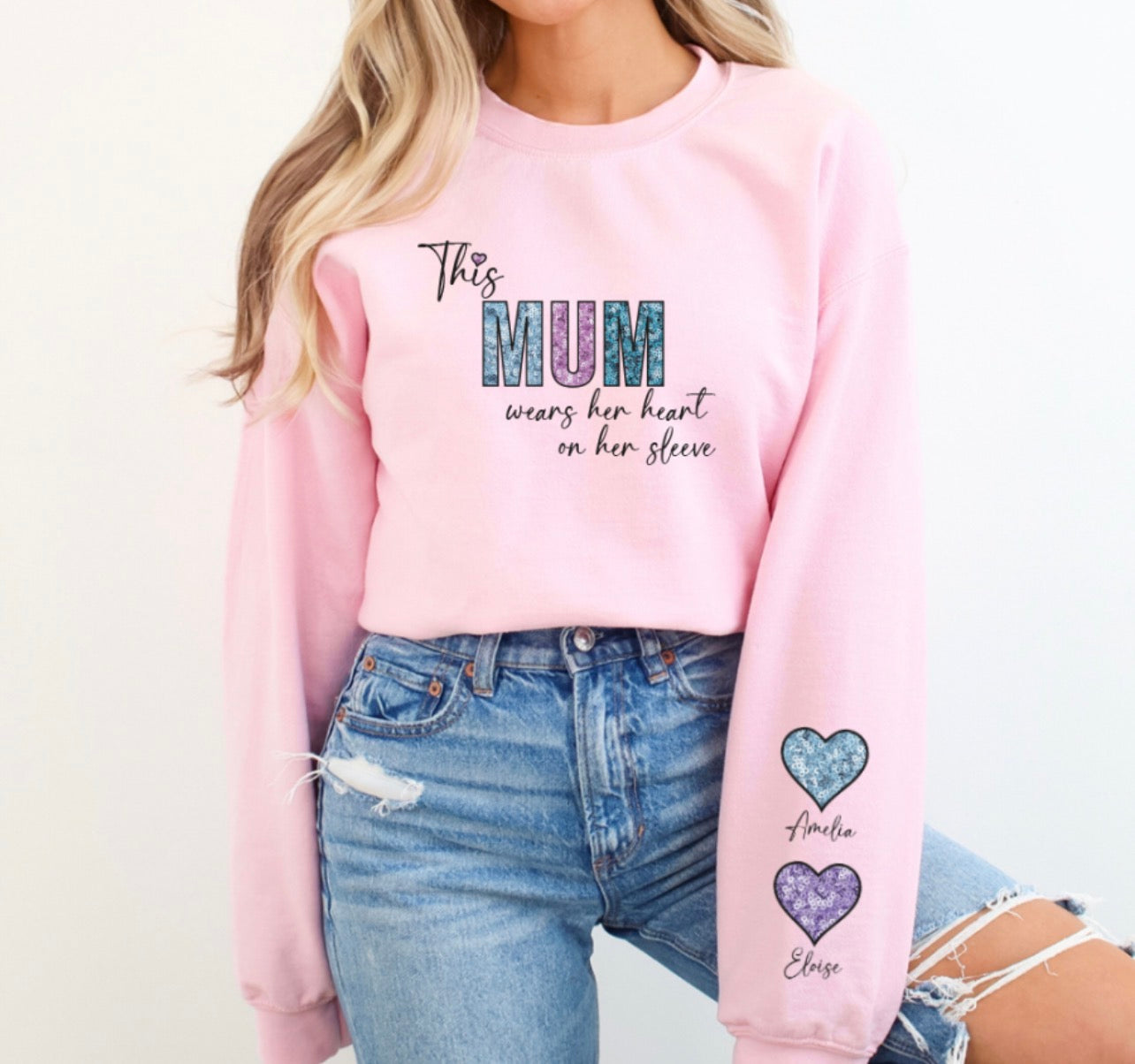 Heart on sleeve personalised sweatshirt