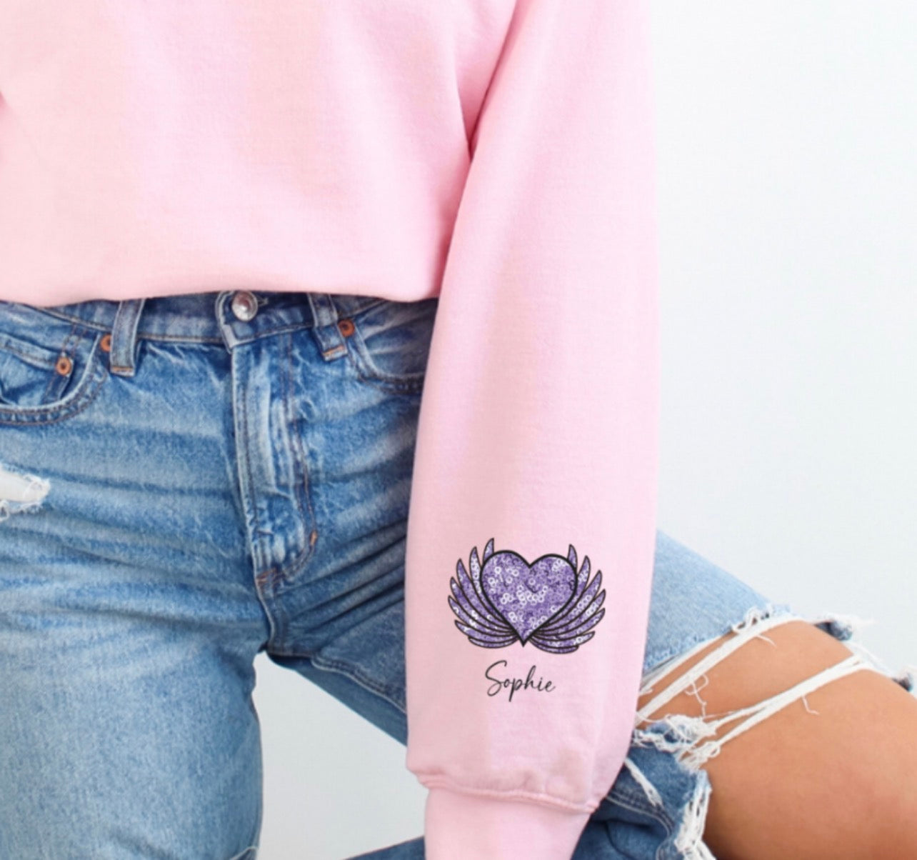 Heart on sleeve personalised sweatshirt