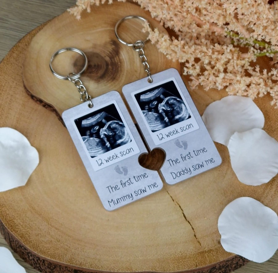 Baby heart keyrings set of 2