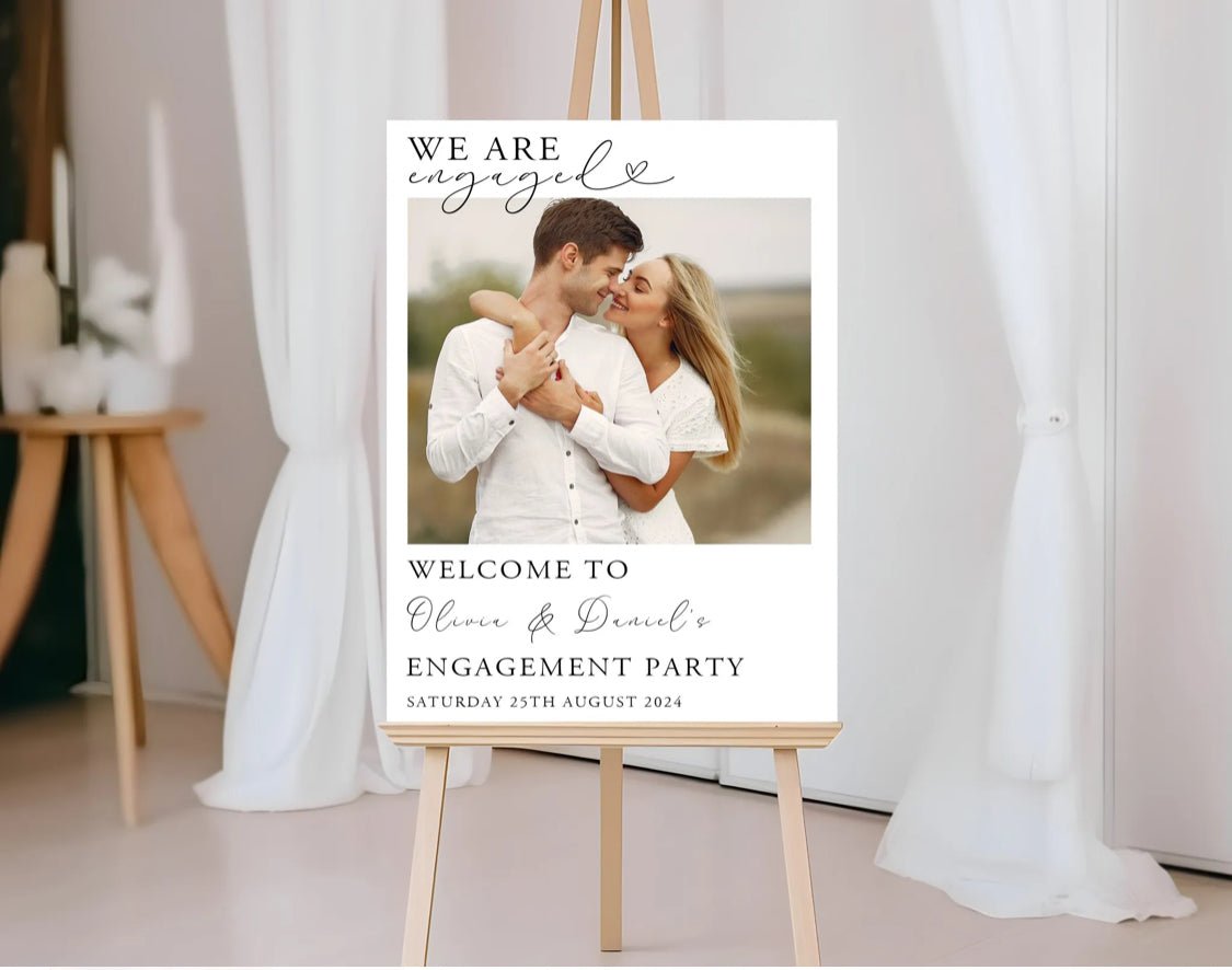 Personalised Upload Your Own Photo We Are Engaged Heart Engagement Party Board – Portrait - Lola’s gift shop <3Personalised Upload Your Own Photo We Are Engaged Heart Engagement Party Board – PortraitLola’s gift shop <3