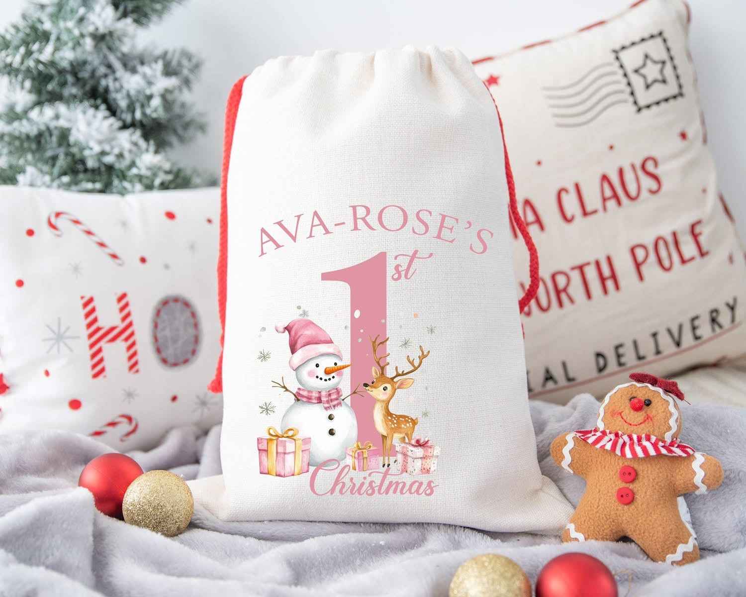 First Christmas snowman sack
