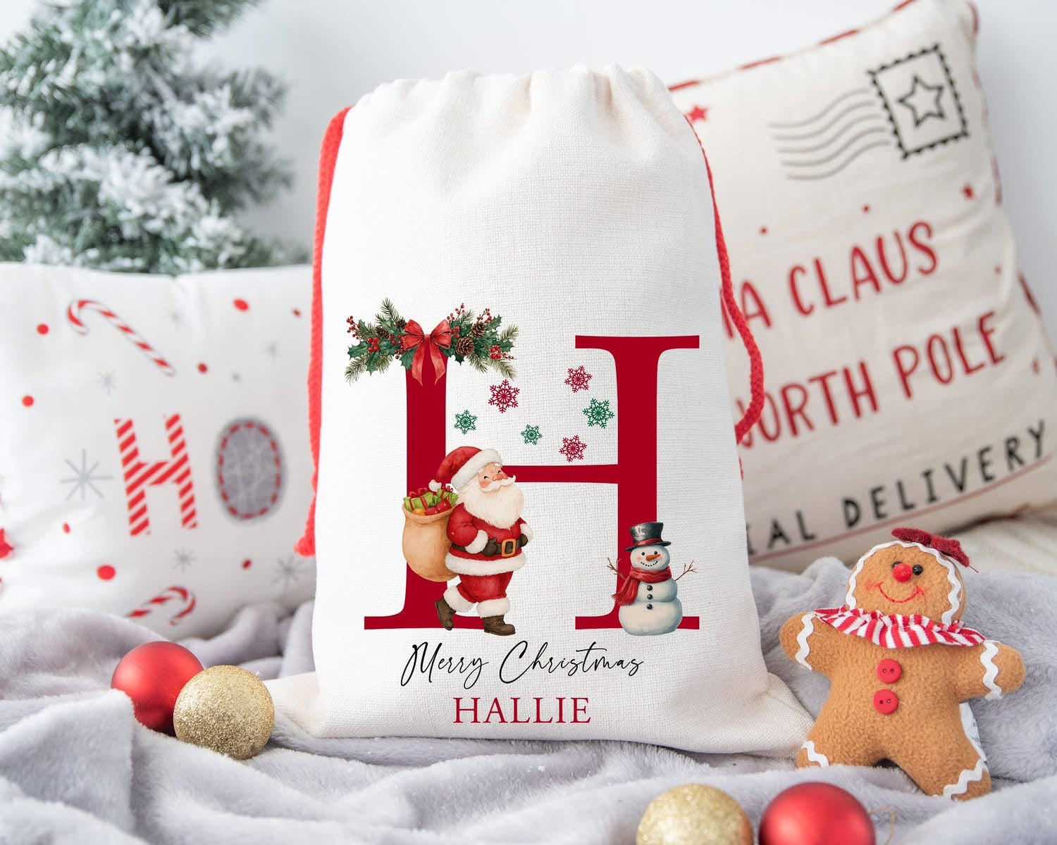 Initial merry Christmas sack