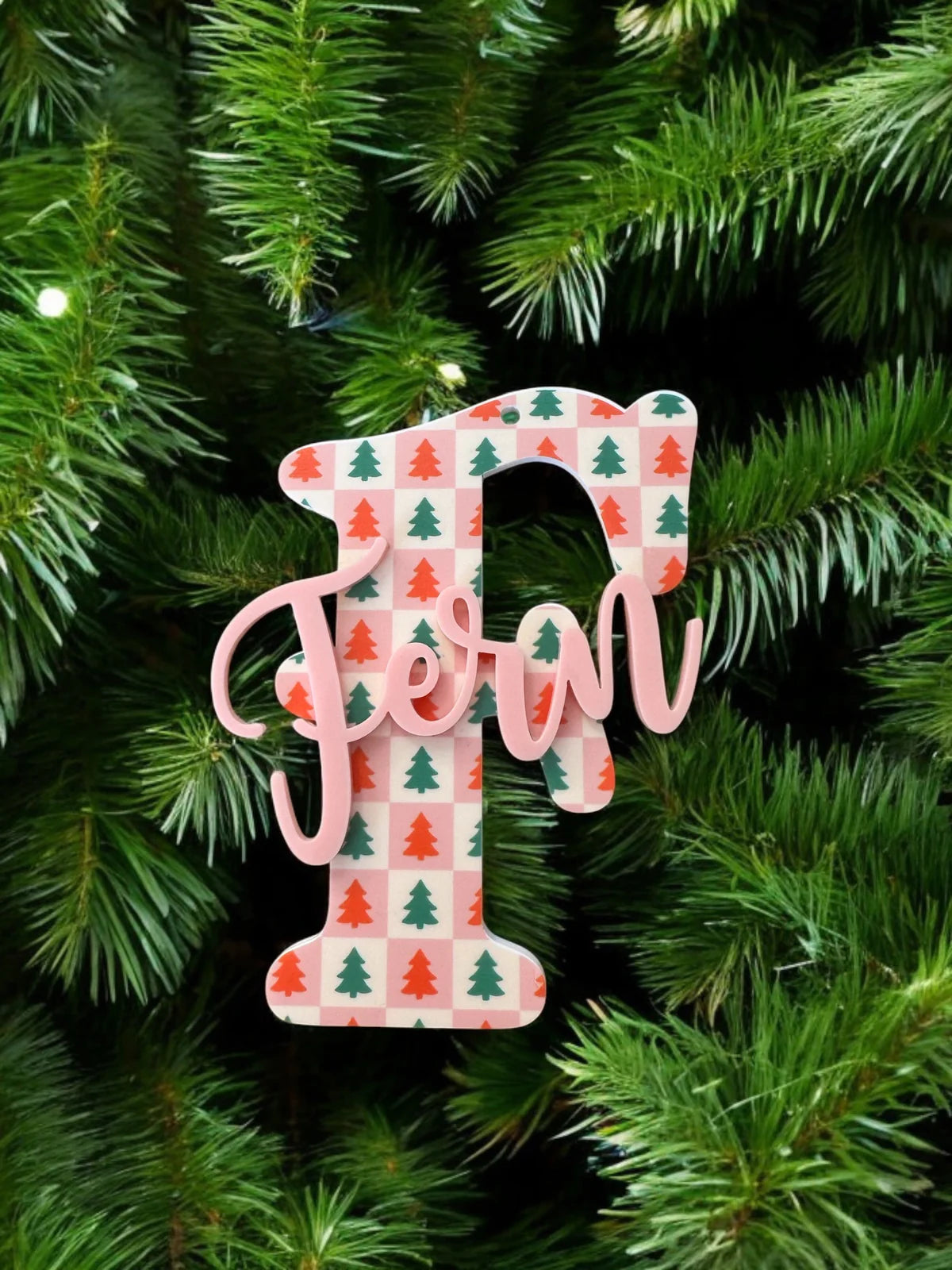 Christmas tree letter and name bauble