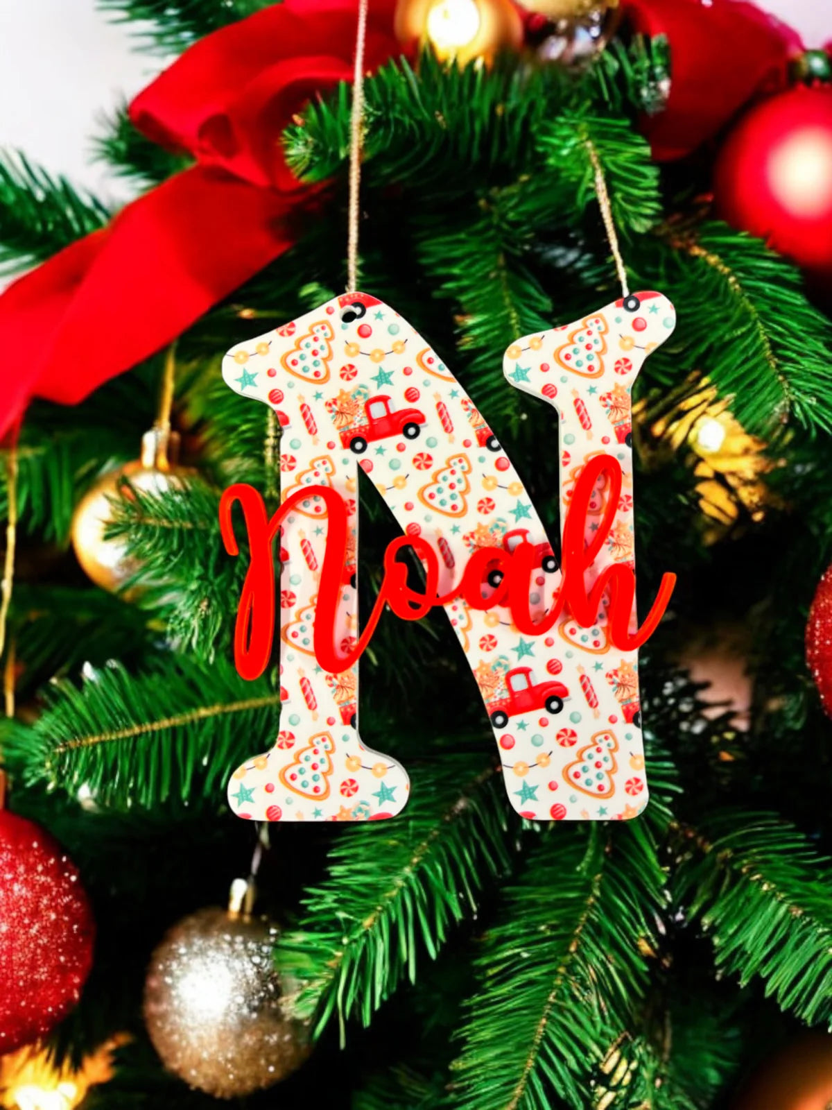 Christmas letter and name bauble