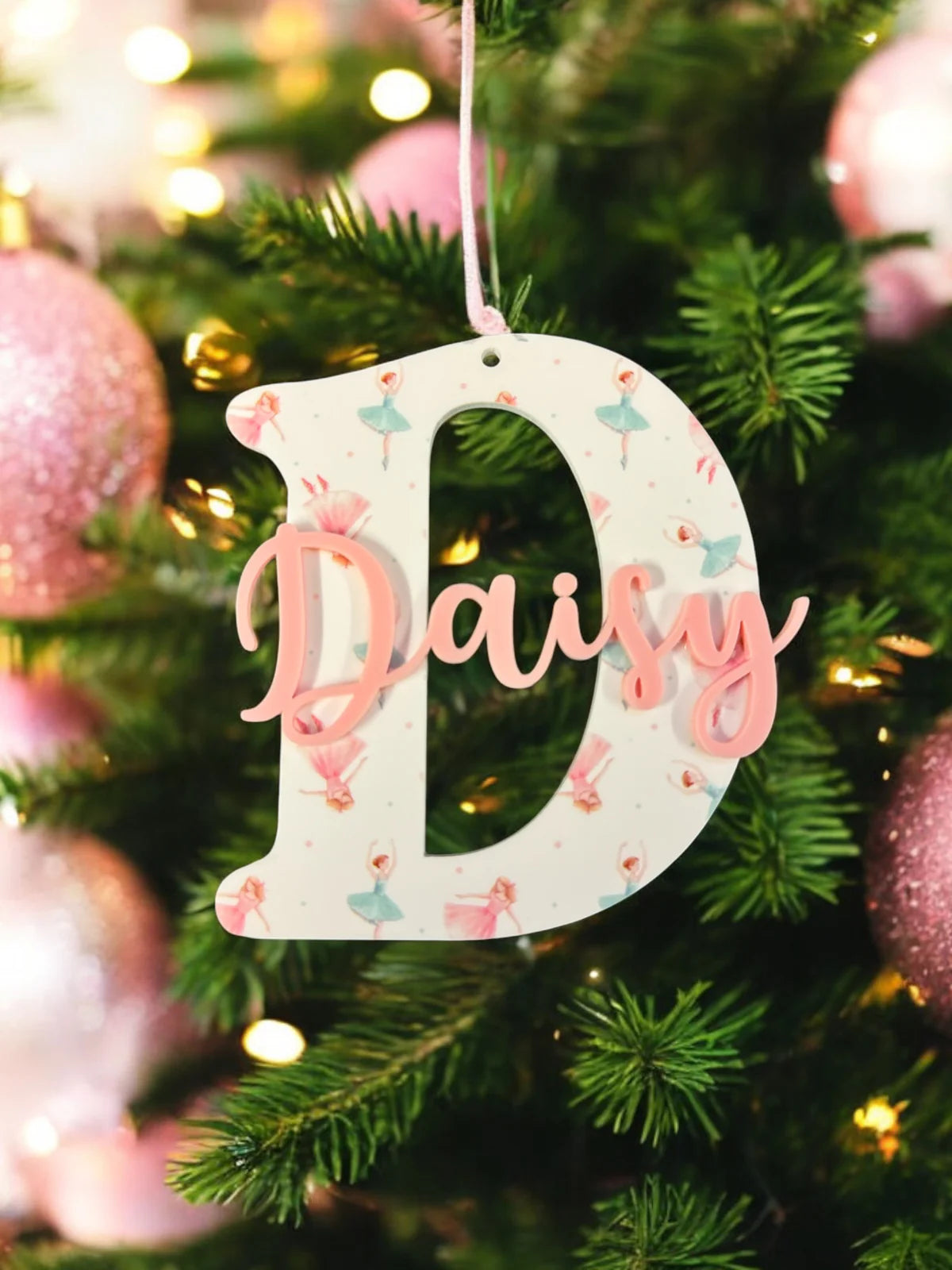 Ballerina Christmas letter and name bauble