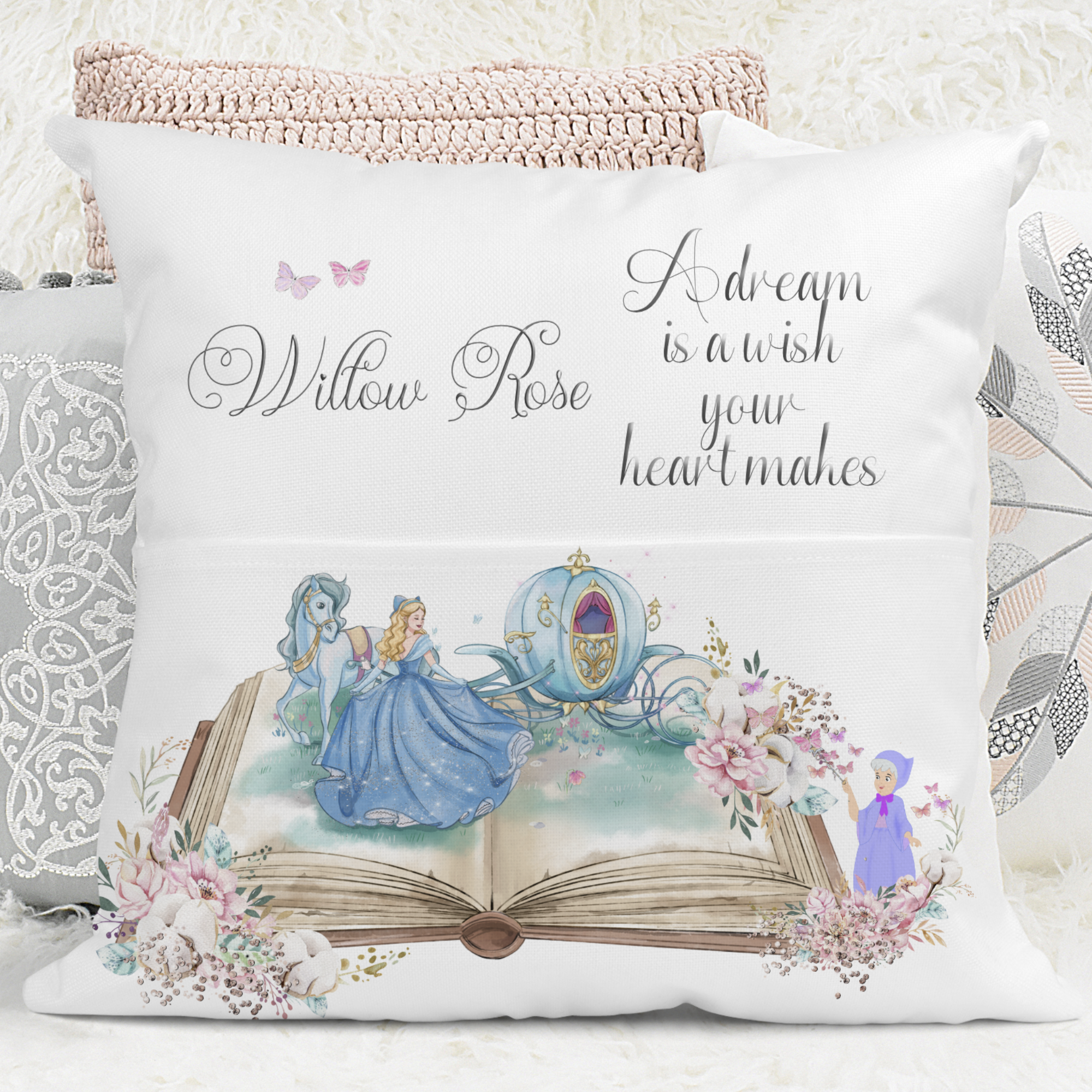 Personalised Fairy tale pocket cushion 40cm