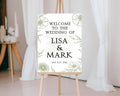 Personalised Botanical Wedding Welcome Sign – Sage Line Art Design – Portrait