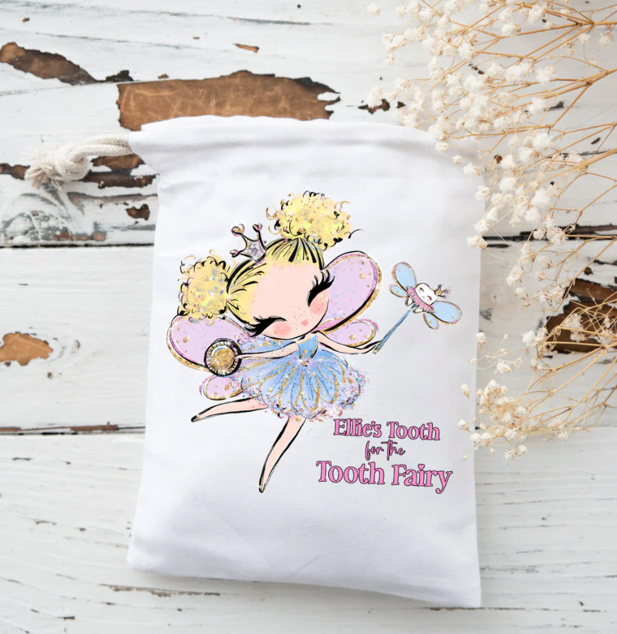 Personalised girl tooth fairy gift bag