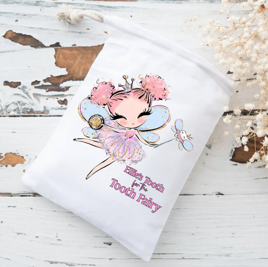 Personalised girl tooth fairy gift bag