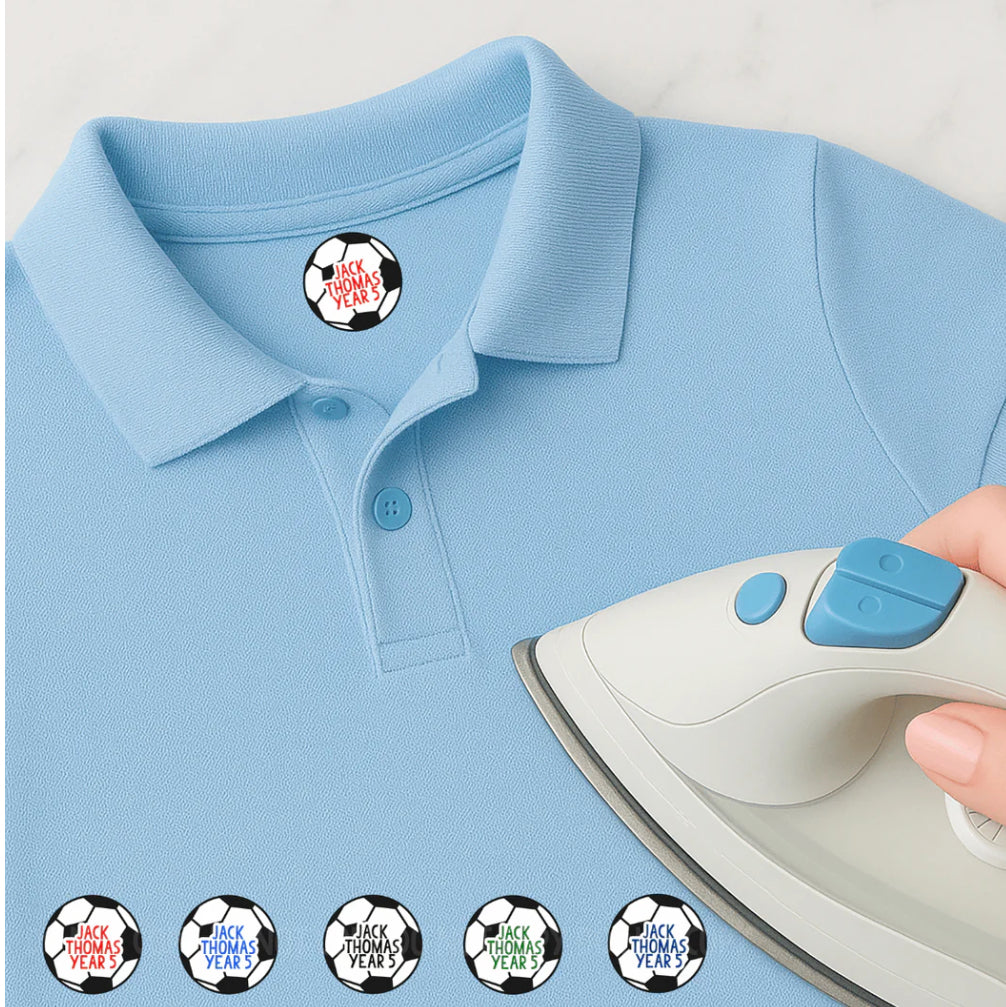 CLOTHING LABELS- SCHOOL FOOTBALL- IRON ON