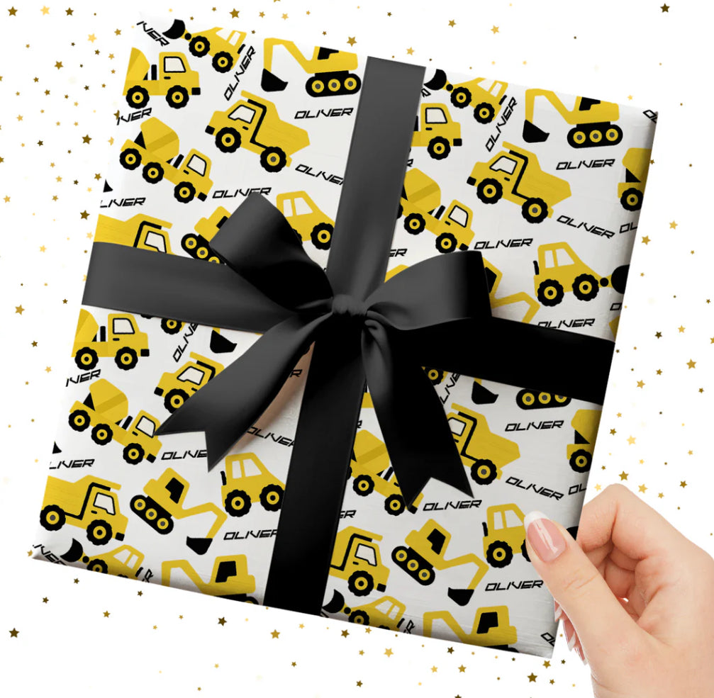 Personalised construction wrapping paper