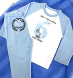 When I wake blue swan personalised pyjamas