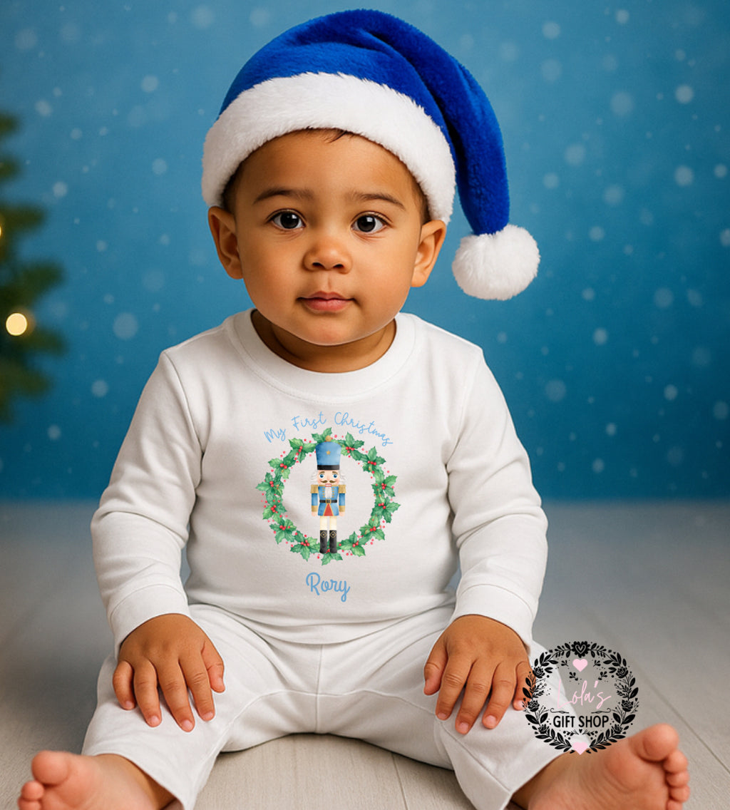 My first Christmas blue nutcracker pyjamas