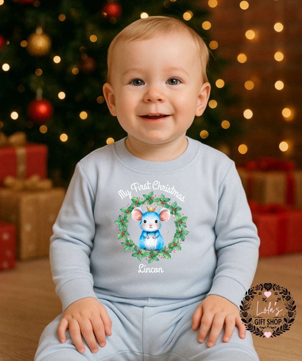 My first Christmas blue king mouse pyjamas