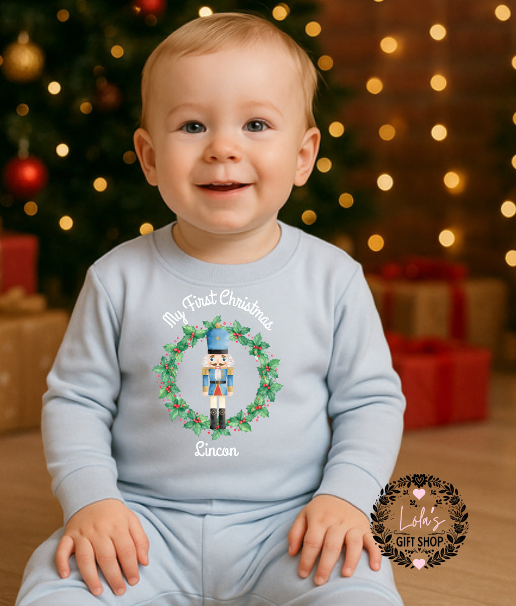 My first Christmas blue nutcracker pyjamas