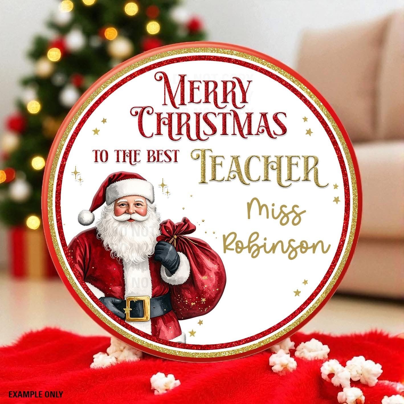 Christmas best teacher chocolate tub topper