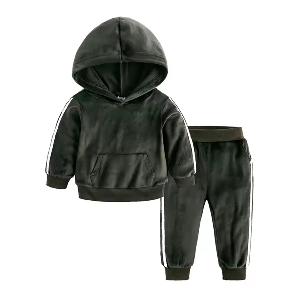 2 stripe velvet personalised hoodie and track pants