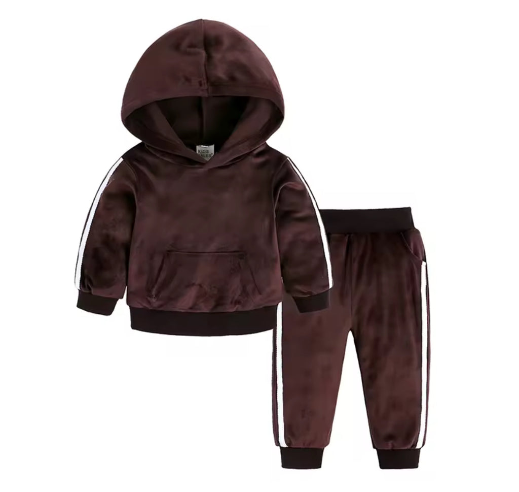2 stripe velvet personalised hoodie and track pants