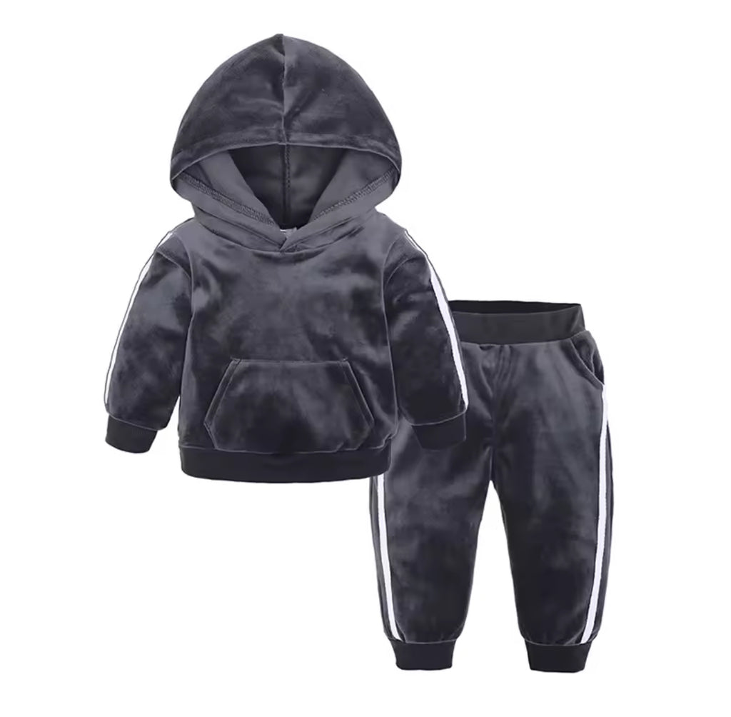 2 stripe velvet personalised hoodie and track pants