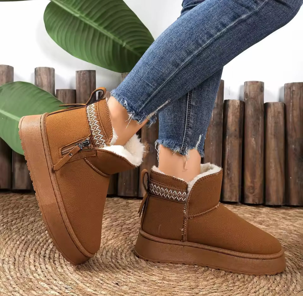 Side zipper fur lined boots