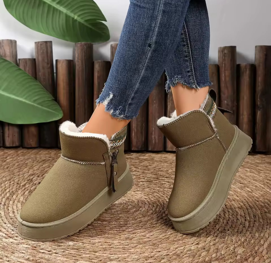 Side zipper fur lined boots