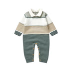 Classic Knitted Baby Romper – Footless with Turn-Down Collar