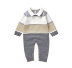 Classic Knitted Baby Romper – Footless with Turn-Down Collar