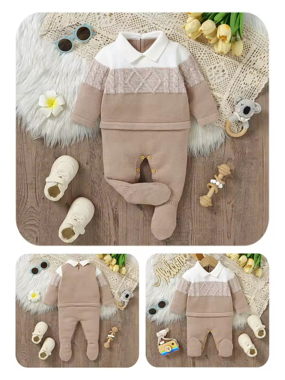 Knitted Baby Jumper & Footed Trousers Set – 2 Piece