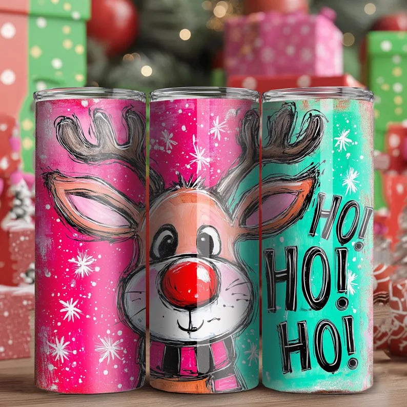 Watercolour reindeer bright 20oz tumbler