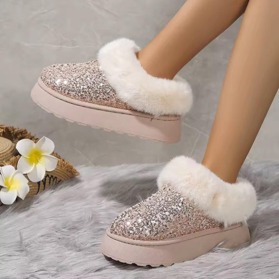 Sequin fluffy slippers -3 colour