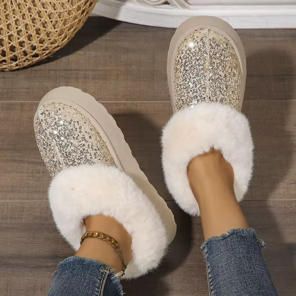 Sequin fluffy slippers -3 colour