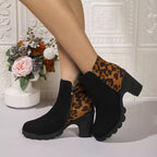 High Heeled Ankle Boots Retro Suede