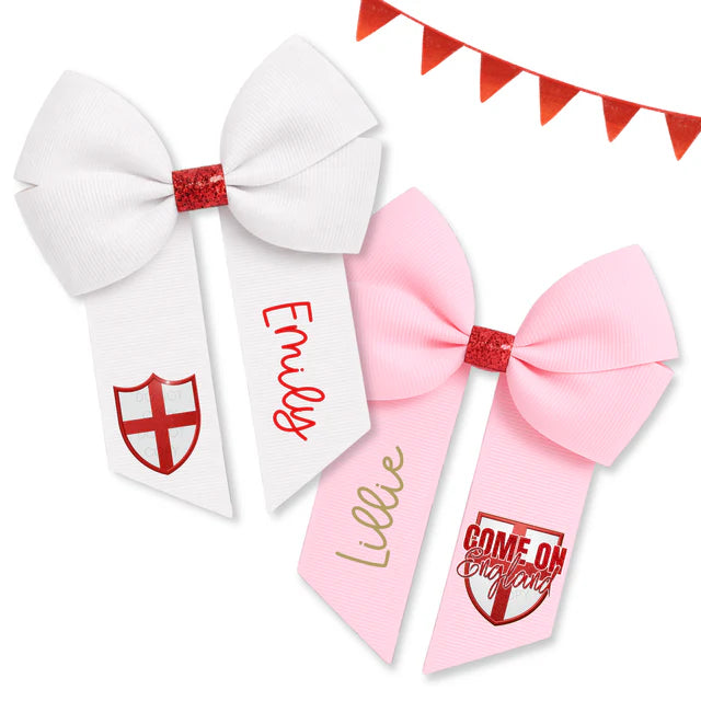 Personalised come on England hair bows