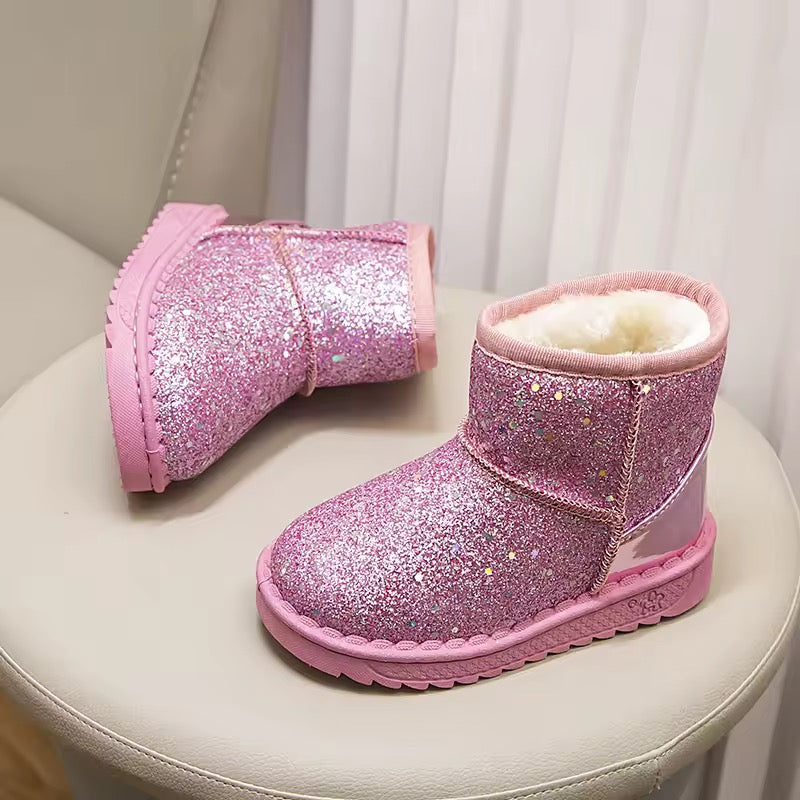 Winter Girl's Snow Boots Glimmer Three Colors Thick Fur Kids Short Boot