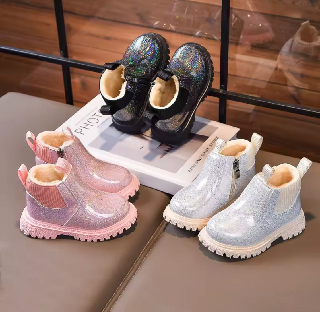 Girls sparkle ankle boots