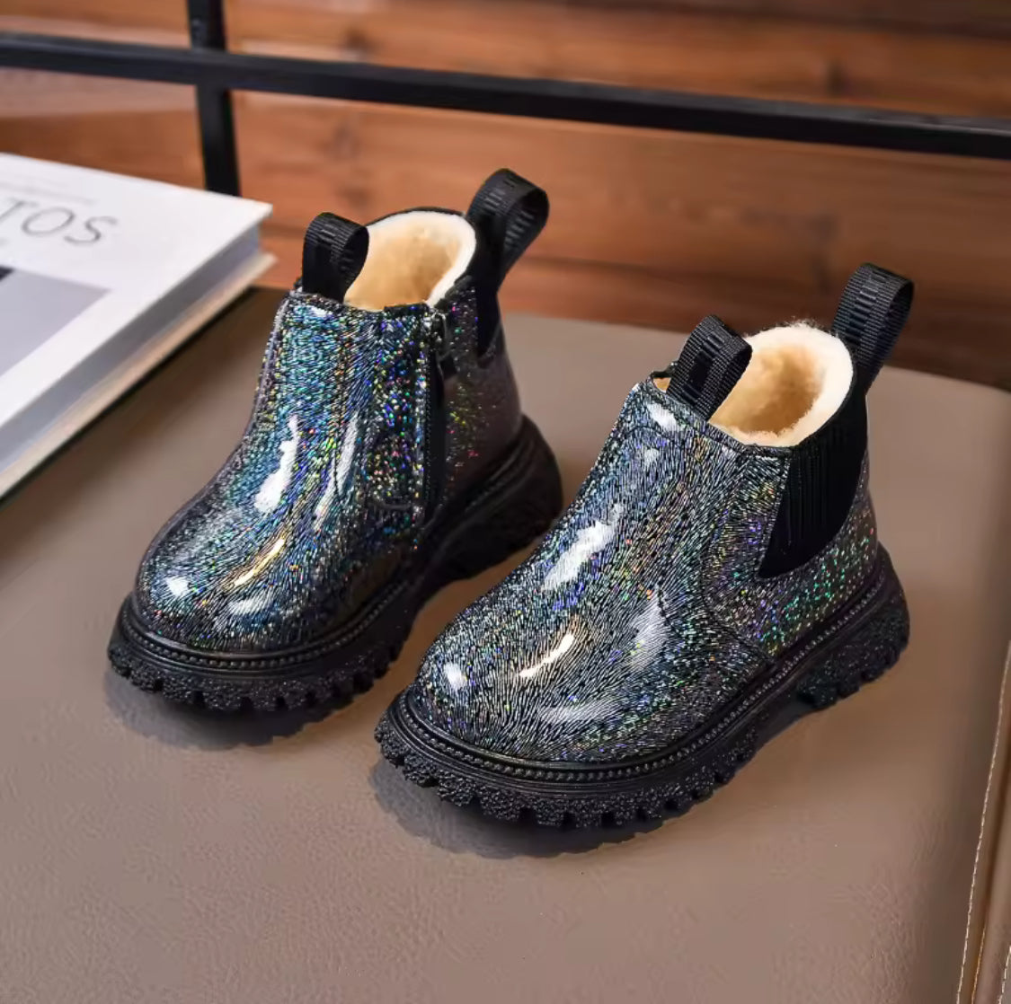 Girls sparkle ankle boots