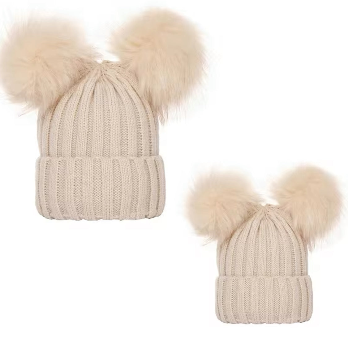 Mama and mini matching pom pom hats