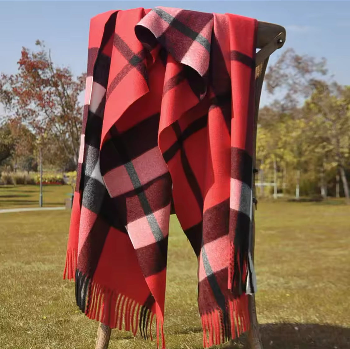 Classic lattice cashmere scarf