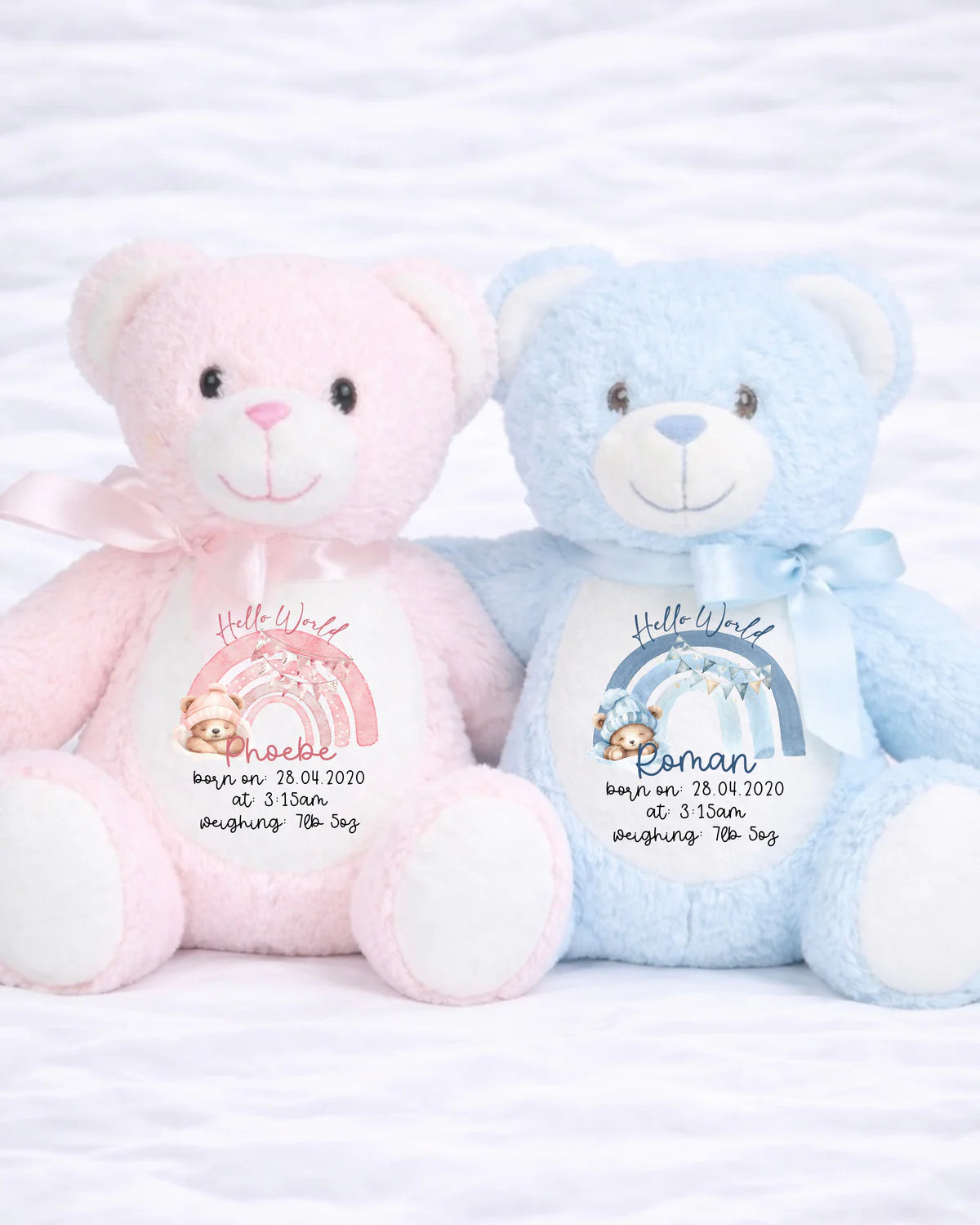 HELLO WORLD RAINBOW BIRTH TEDDIES