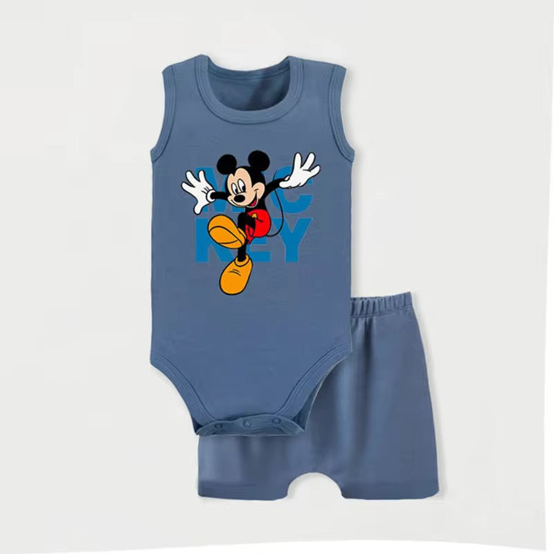 Navy mouse baby vest and shorts set