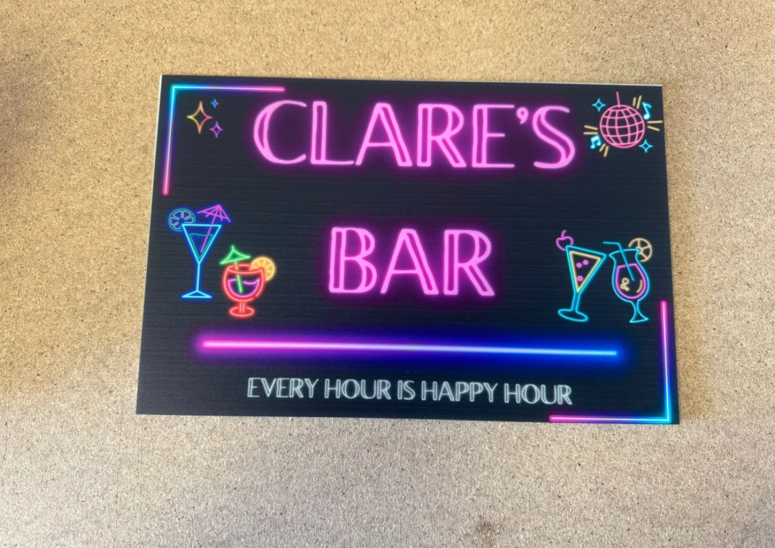 Personalised bar sign neon