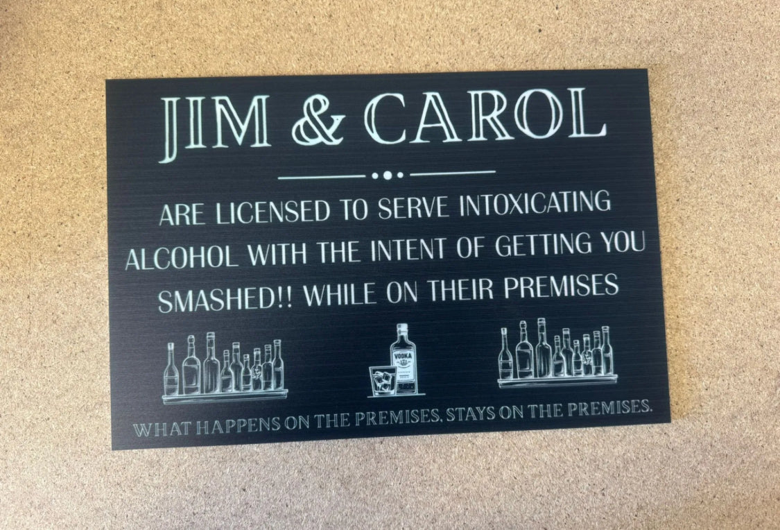Personalised what happens on these premises bar plaque